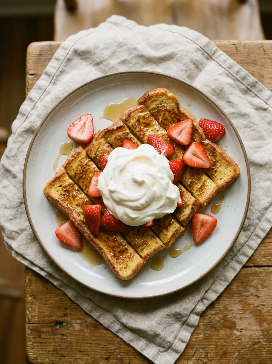 Easy French toast with butter and banana