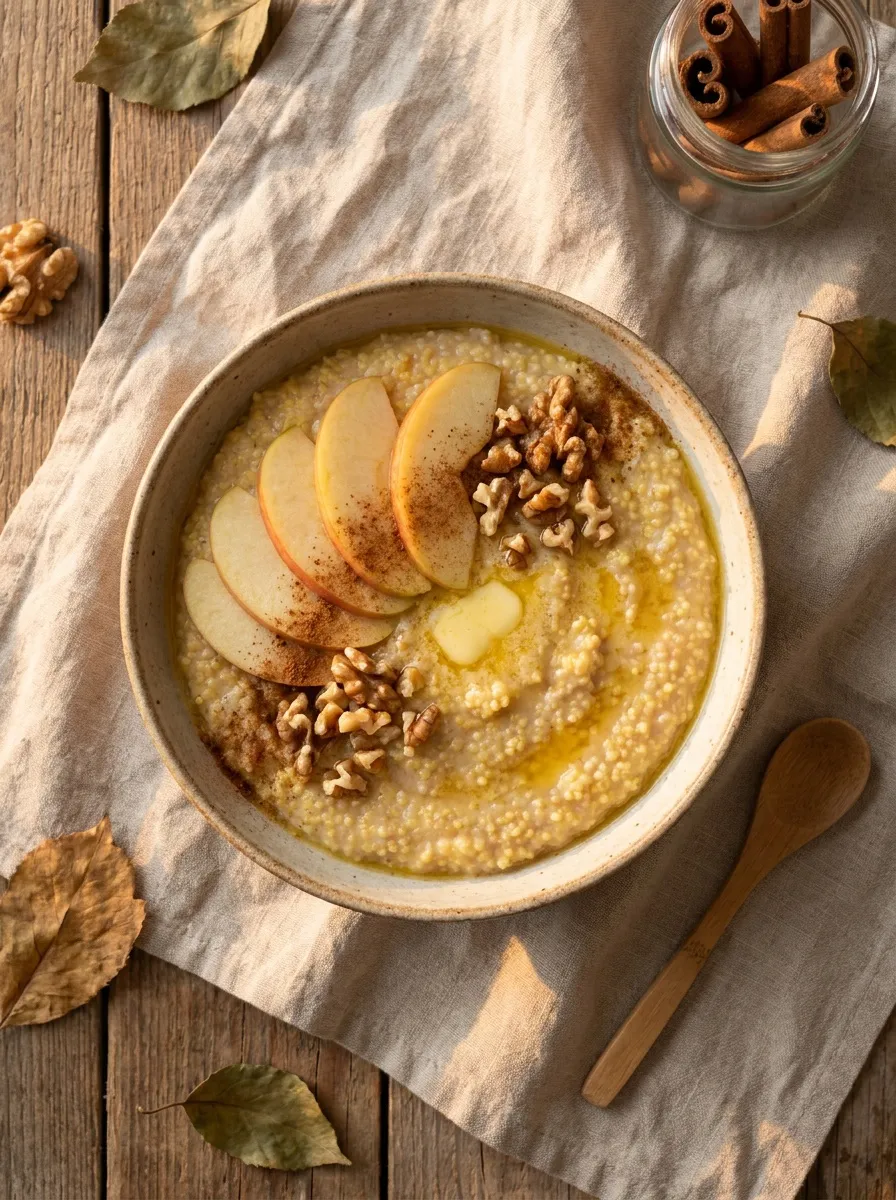 Creamy apple cinnamon millet porridge