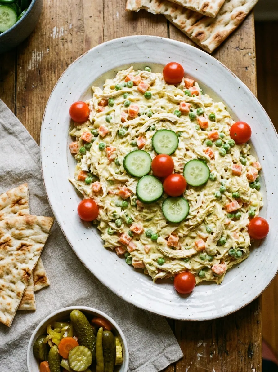 Persian salad olivieh on a platter